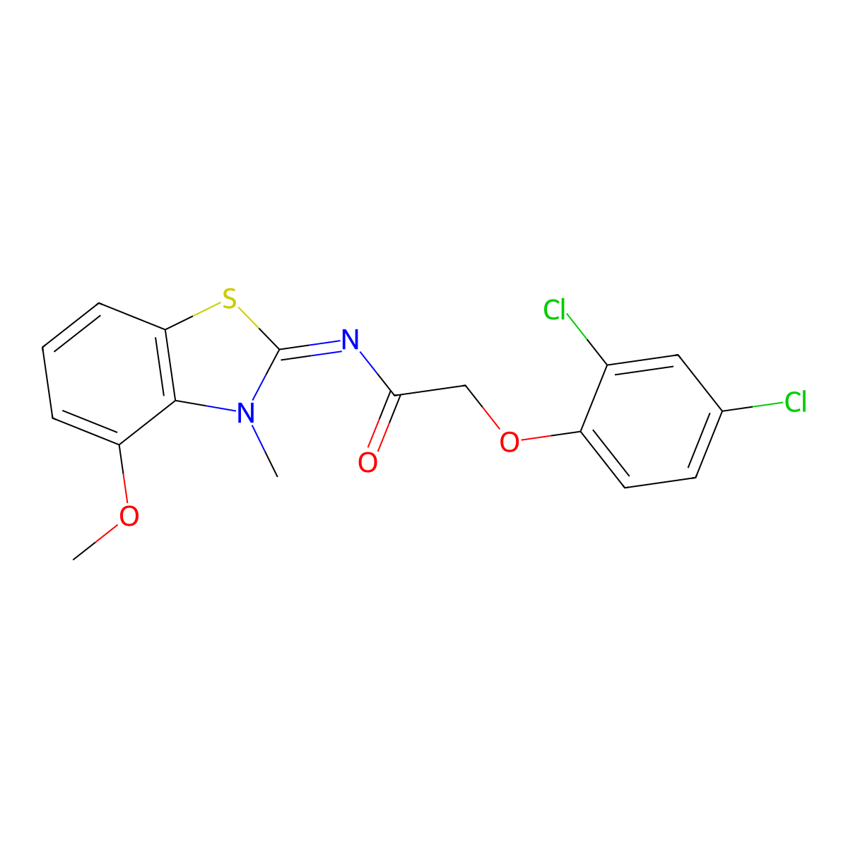 (E)-2-(2,4-dichlorophenoxy)-N-(4-methoxy-3-methylbenzo[d]thiazol-2(3H)-ylidene)acetamide molecular structure, CAS 441291-53-8