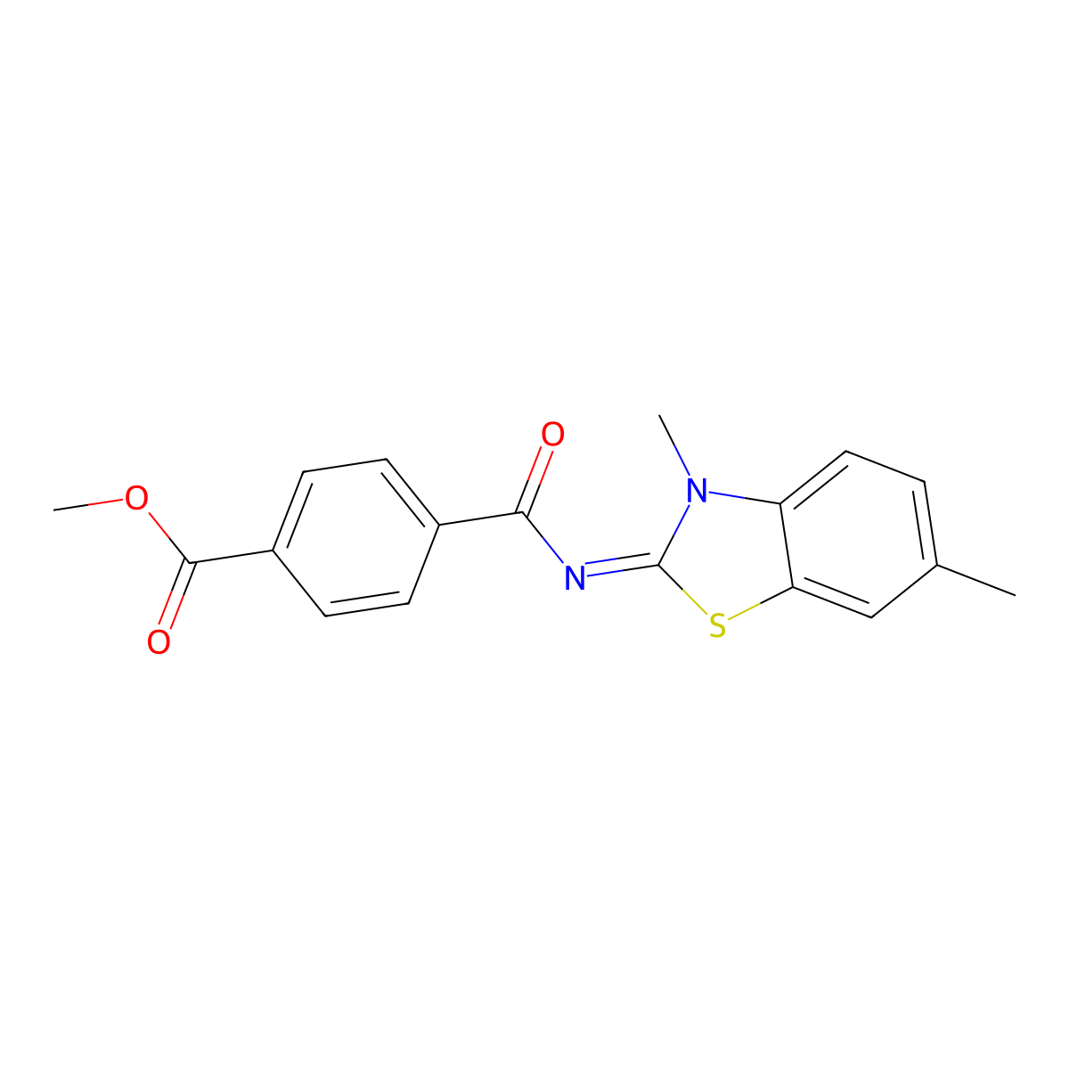 (E)-methyl 4-((3,6-dimethylbenzo[d]thiazol-2(3H)-ylidene)carbamoyl)benzoate molecular structure, CAS 441291-55-0