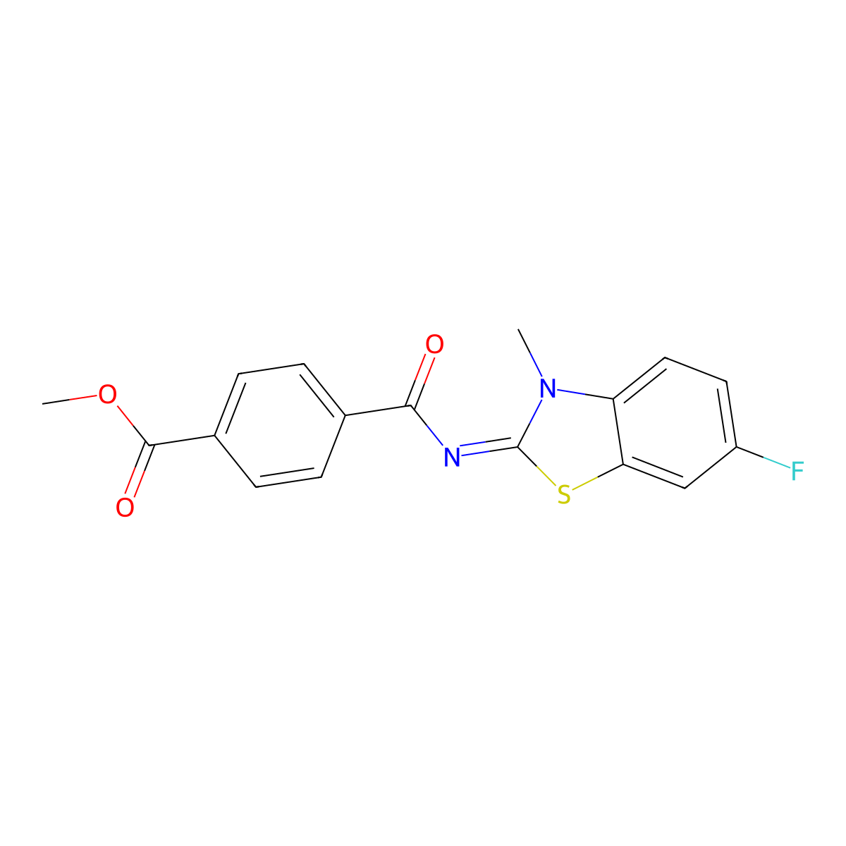 (E)-methyl 4-((6-fluoro-3-methylbenzo[d]thiazol-2(3H)-ylidene)carbamoyl)benzoate molecular structure, CAS 441291-56-1