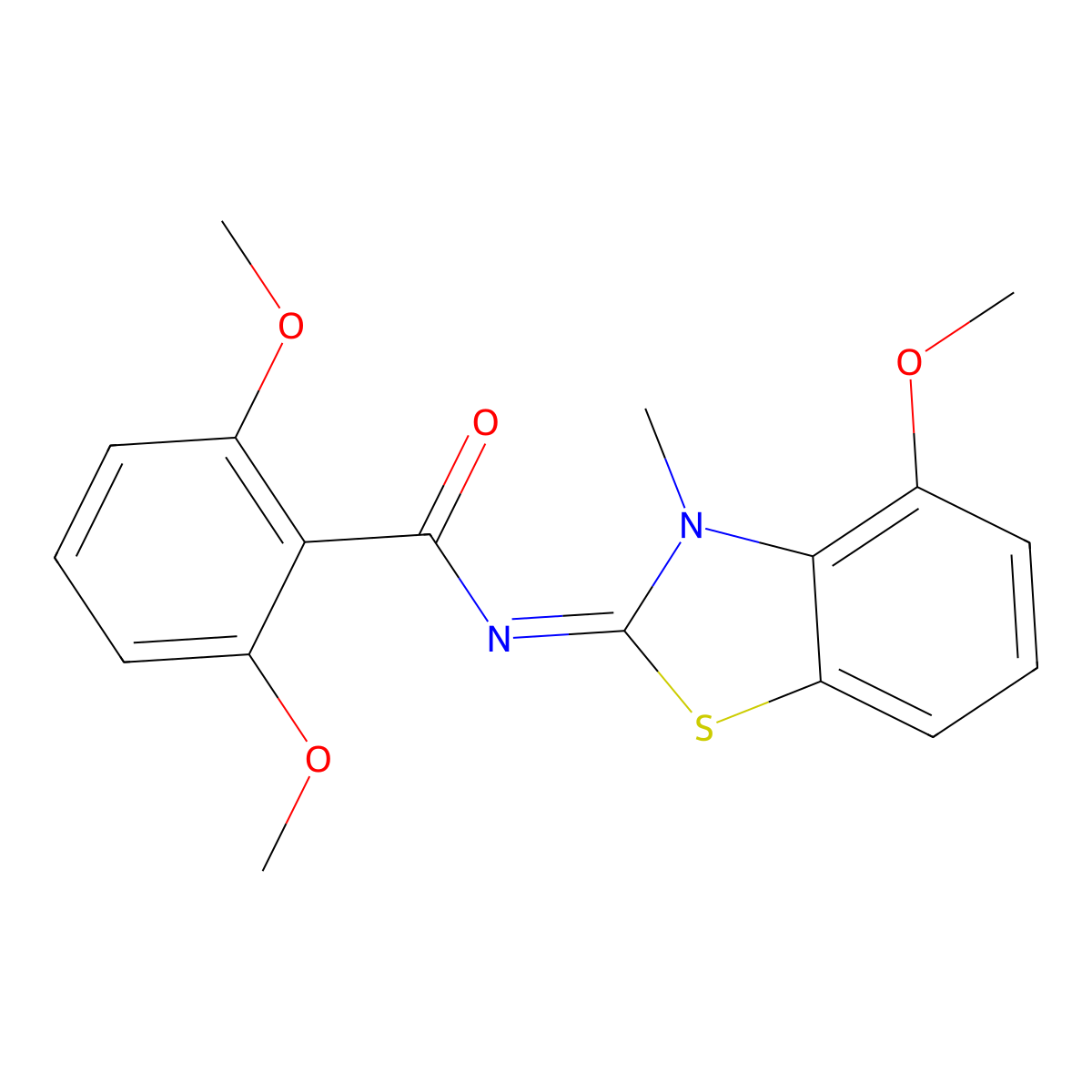 (E)-2,6-dimethoxy-N-(4-methoxy-3-methylbenzo[d]thiazol-2(3H)-ylidene)benzamide molecular structure, CAS 441291-57-2
