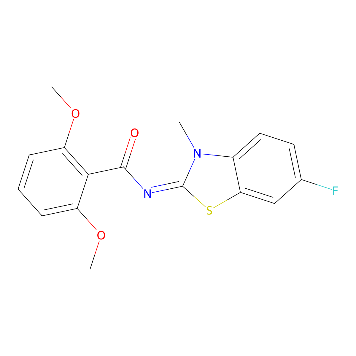 N-(6-fluoro-3-methyl-1,3-benzothiazol-2-ylidene)-2,6-dimethoxybenzamide molecular structure, CAS 441291-58-3