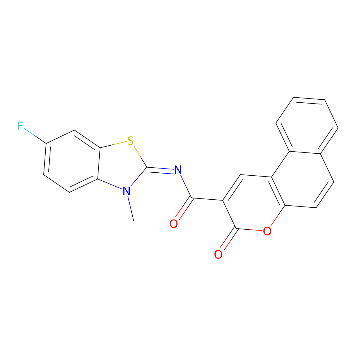 N-(6-fluoro-3-methyl-1,3-benzothiazol-2-ylidene)-3-oxobenzo[f]chromene-2-carboxamide molecular structure, CAS 441291-59-4