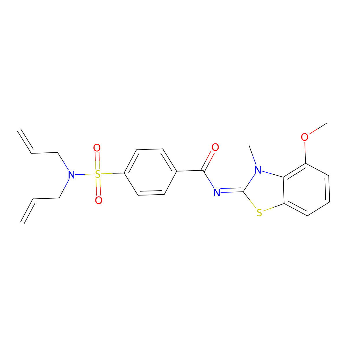 (E)-4-(N,N-diallylsulfamoyl)-N-(4-methoxy-3-methylbenzo[d]thiazol-2(3H)-ylidene)benzamide molecular structure, CAS 441291-60-7