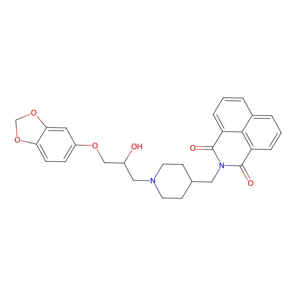 2-((1-(3-(benzo[d][1,3]dioxol-5-yloxy)-2-hydroxypropyl)piperidin-4-yl)methyl)-1H-benzo[de]isoquinoline-1,3(2H)-dione molecular structure, CAS 441291-68-5
