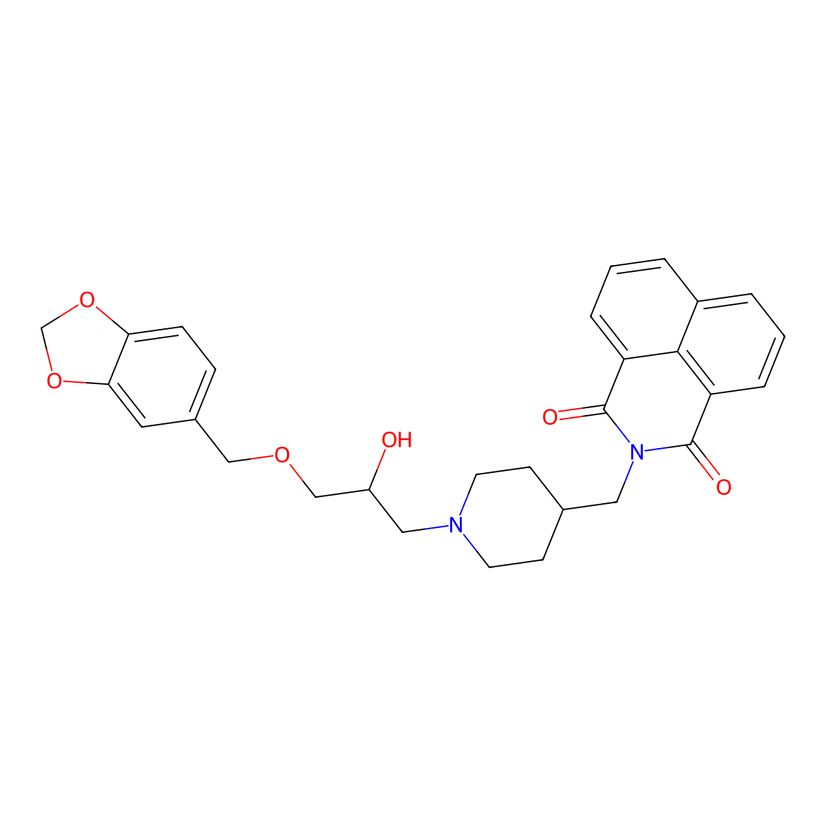 2-[[1-[3-(1,3-Benzodioxol-5-ylmethoxy)-2-hydroxypropyl]piperidin-4-yl]methyl]benzo[de]isoquinoline-1,3-dione molecular structure, CAS 441291-69-6