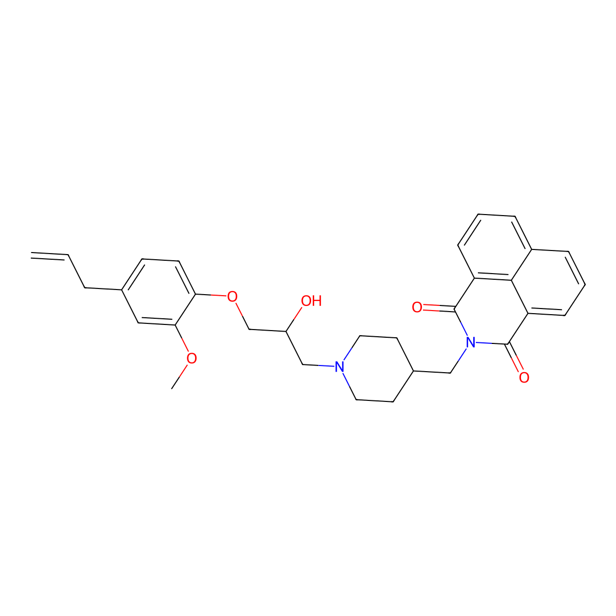 2-((1-(3-(4-allyl-2-methoxyphenoxy)-2-hydroxypropyl)piperidin-4-yl)methyl)-1H-benzo[de]isoquinoline-1,3(2H)-dione molecular structure, CAS 441291-73-2