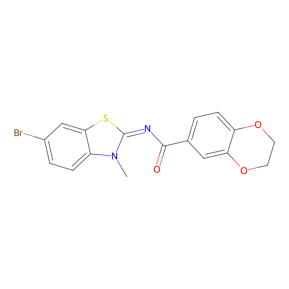 (Z)-N-(6-bromo-3-methylbenzo[d]thiazol-2(3H)-ylidene)-2,3-dihydrobenzo[b][1,4]dioxine-6-carboxamide molecular structure, CAS 441291-82-3