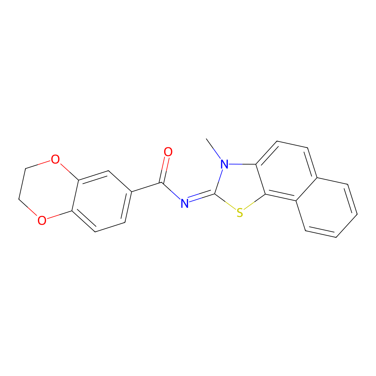 N-(3-methylbenzo[g][1,3]benzothiazol-2-ylidene)-2,3-dihydro-1,4-benzodioxine-6-carboxamide molecular structure, CAS 441291-85-6