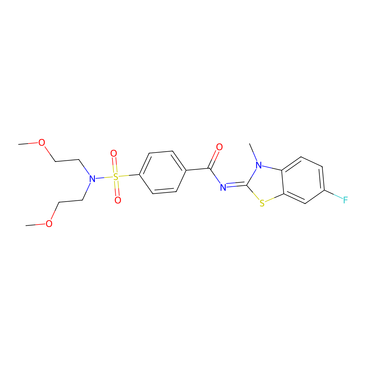 (E)-4-(N,N-bis(2-methoxyethyl)sulfamoyl)-N-(6-fluoro-3-methylbenzo[d]thiazol-2(3H)-ylidene)benzamide molecular structure, CAS 441291-90-3