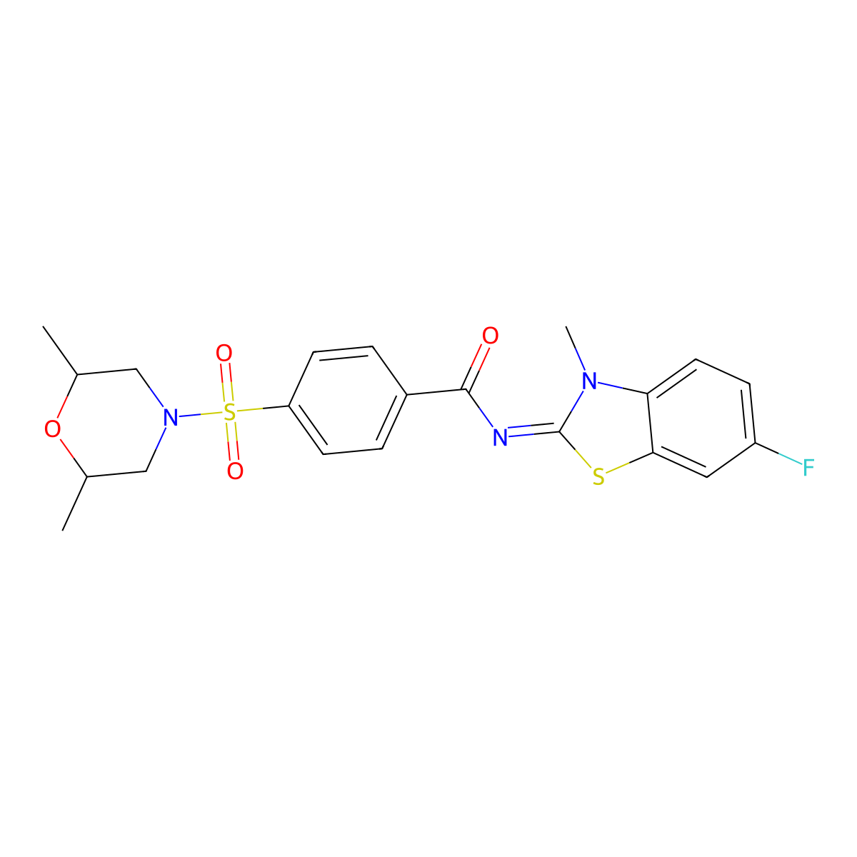 (E)-4-((2,6-dimethylmorpholino)sulfonyl)-N-(6-fluoro-3-methylbenzo[d]thiazol-2(3H)-ylidene)benzamide molecular structure, CAS 441291-92-5