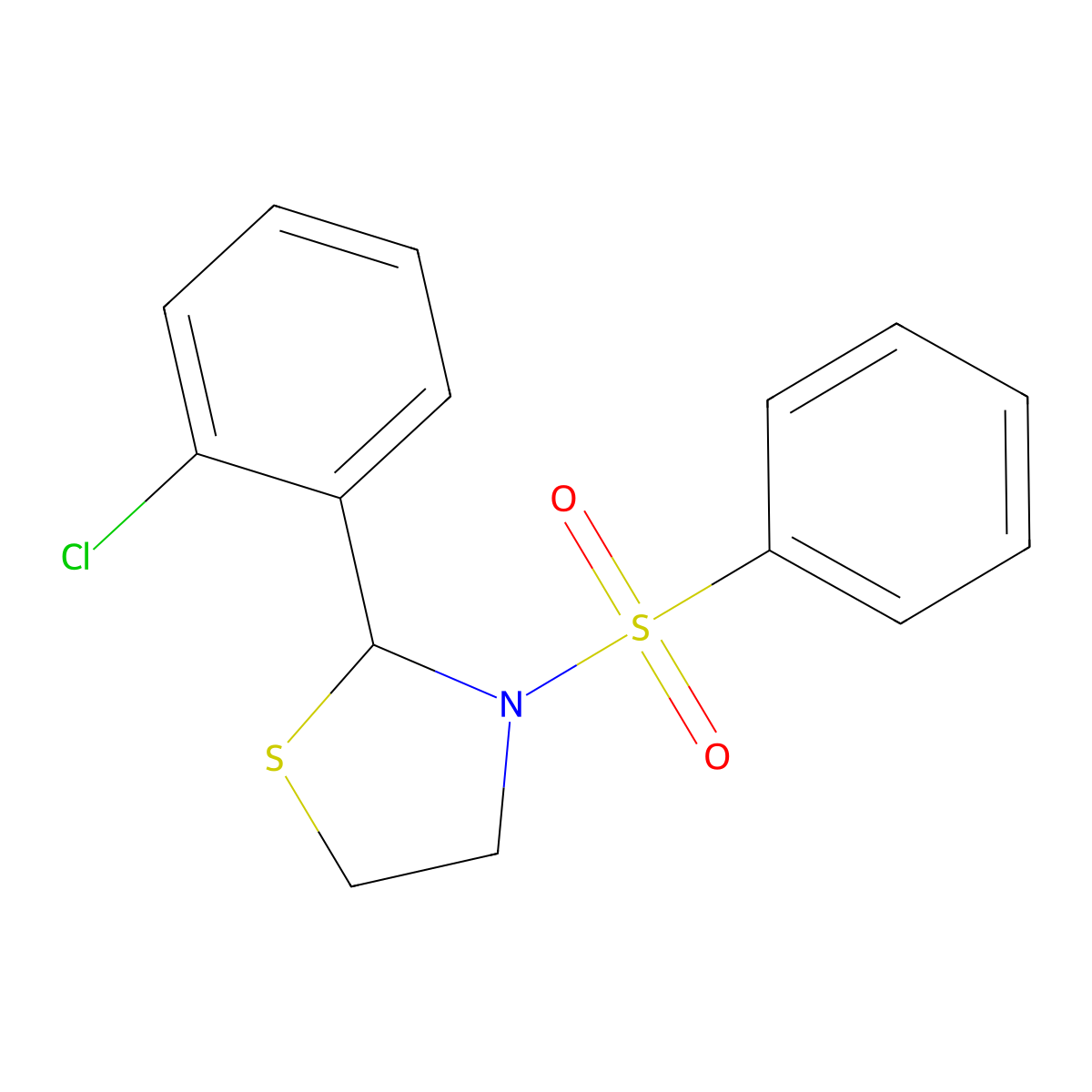 3-(Benzenesulfonyl)-2-(2-chlorophenyl)-1,3-thiazolidine molecular structure, CAS 441292-07-5