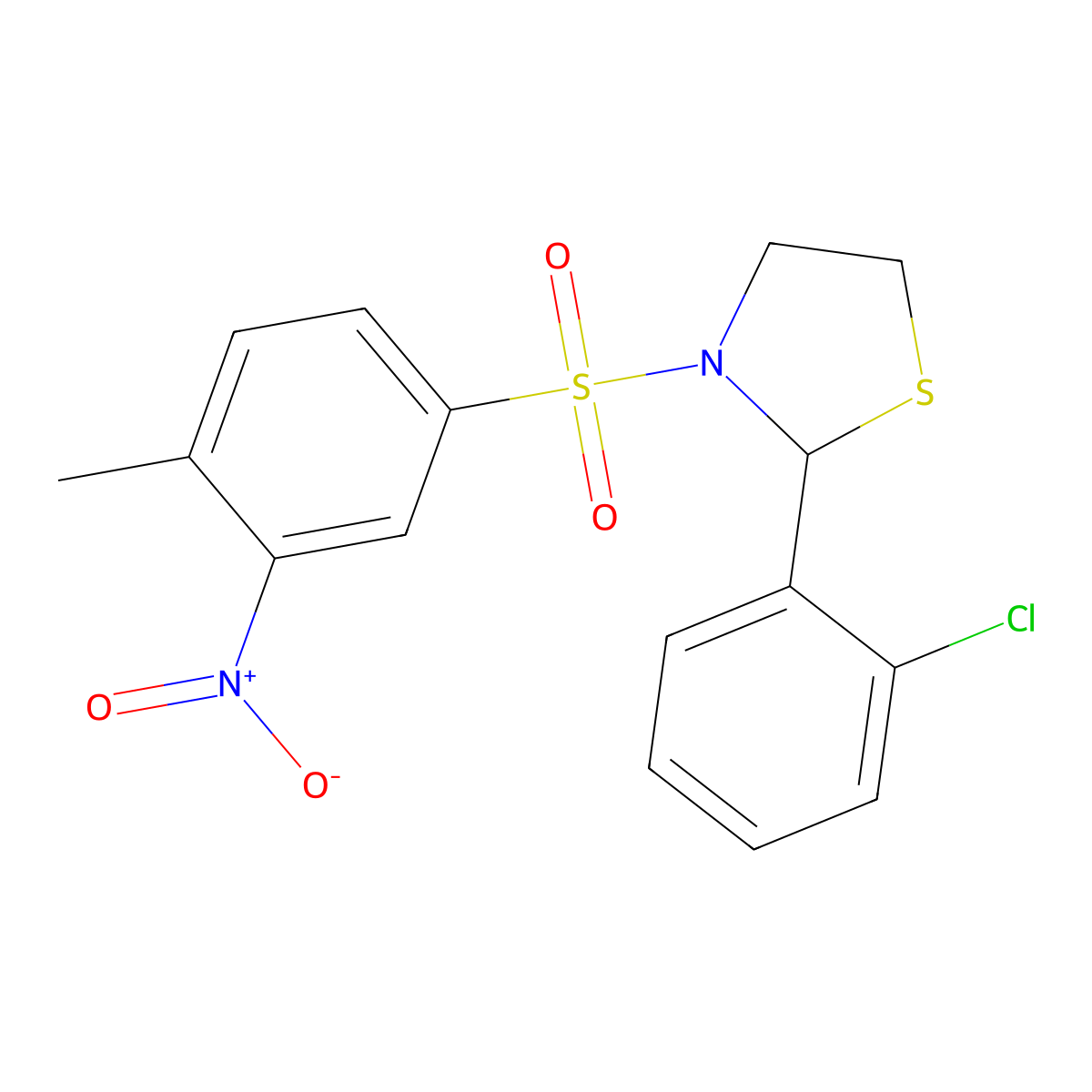 2-(2-Chlorophenyl)-3-(4-methyl-3-nitrobenzenesulfonyl)-1,3-thiazolidine molecular structure, CAS 441292-10-0