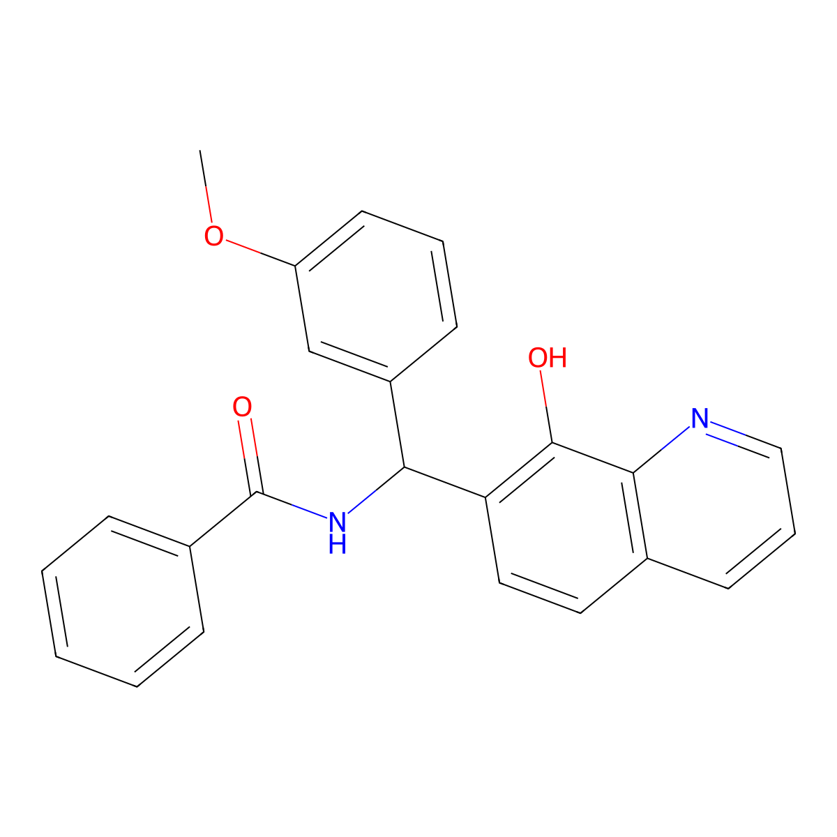 N-((8-Hydroxyquinolin-7-yl)(3-methoxyphenyl)methyl)benzamide molecular structure, CAS 441292-28-0