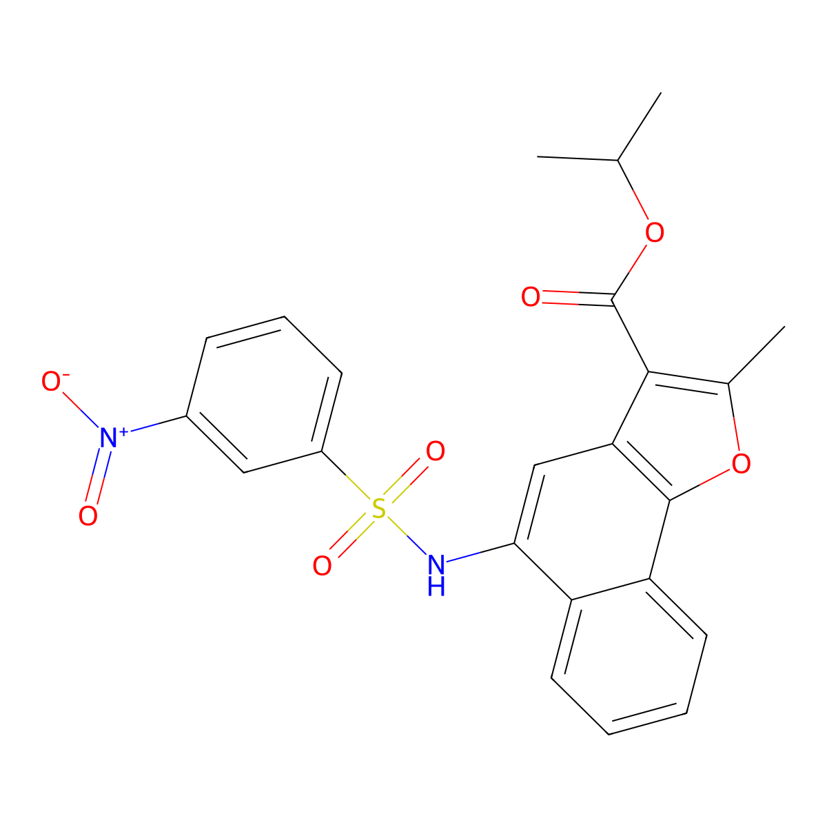 Isopropyl 2-methyl-5-(3-nitrophenylsulfonamido)naphtho[1,2-b]furan-3-carboxylate molecular structure, CAS 441292-29-1