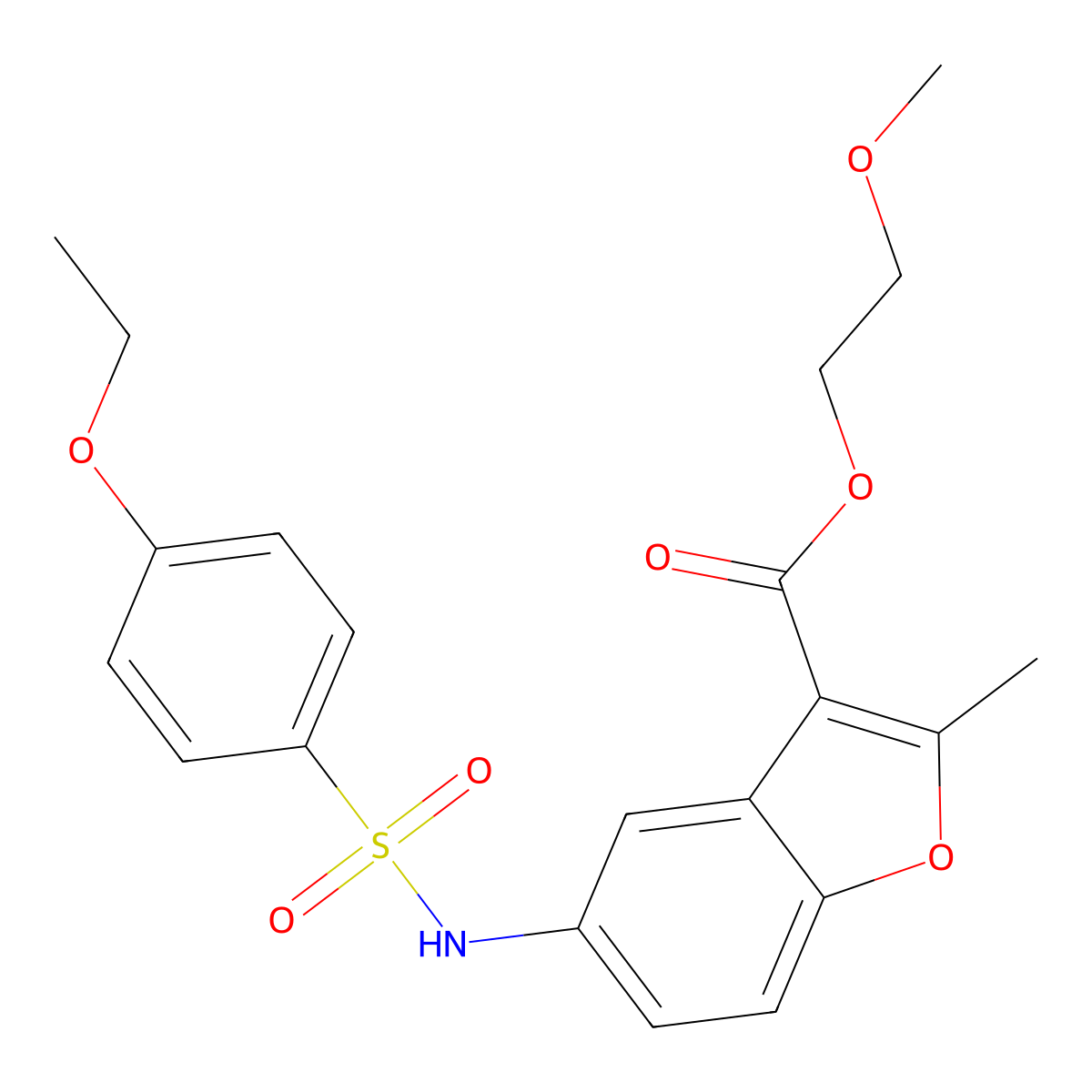 2-Methoxyethyl 5-(4-ethoxybenzenesulfonamido)-2-methyl-1-benzofuran-3-carboxylate molecular structure, CAS 441292-32-6
