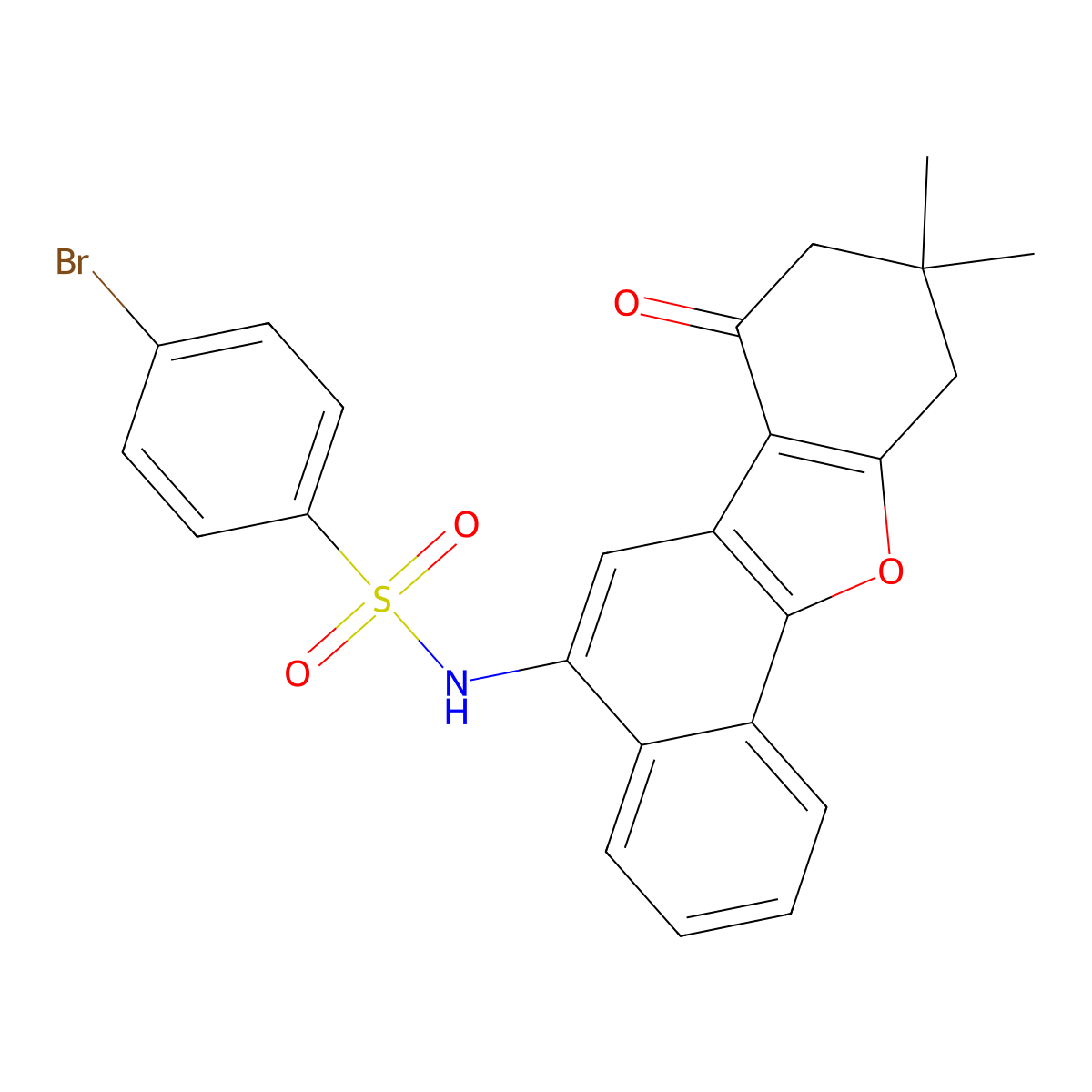 4-bromo-N-(9,9-dimethyl-7-oxo-7,8,9,10-tetrahydronaphtho[1,2-b]benzofuran-5-yl)benzenesulfonamide molecular structure, CAS 441292-44-0