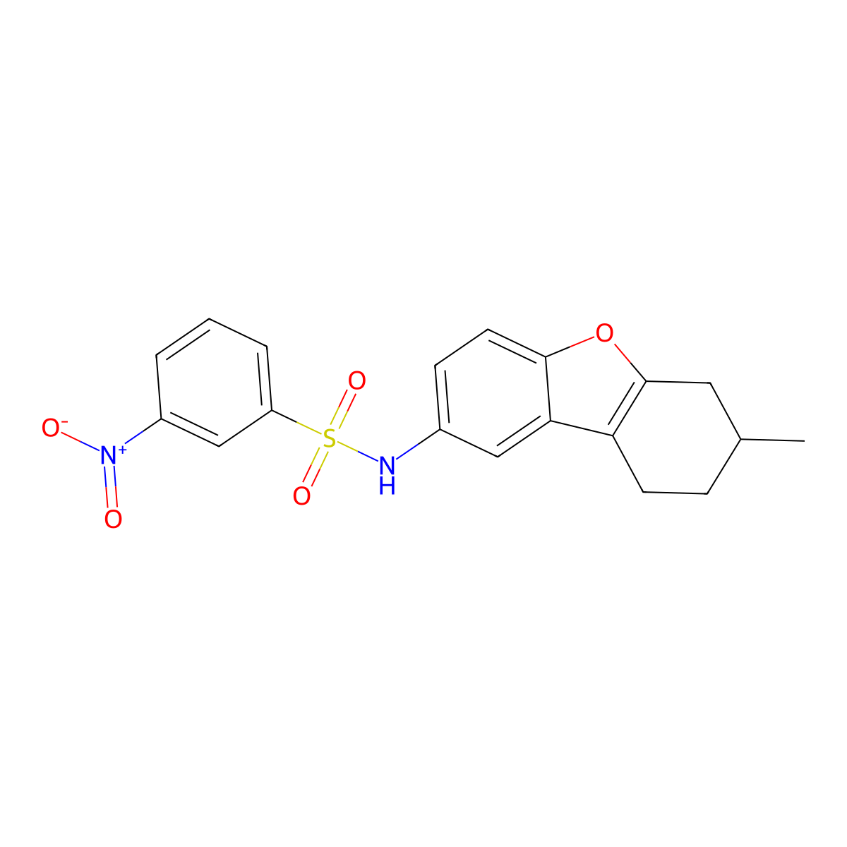 N-(7-methyl-6,7,8,9-tetrahydrodibenzofuran-2-yl)-3-nitrobenzenesulfonamide molecular structure, CAS 441292-56-4