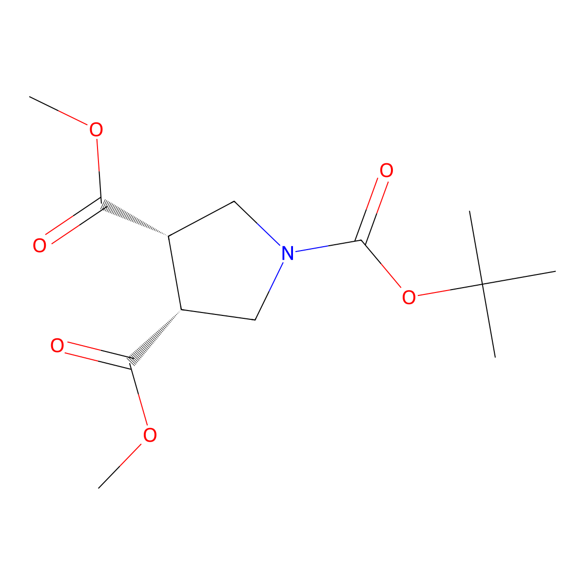 1-tert-butyl 3,4-dimethyl (3R,4S)-pyrrolidine-1,3,4-tricarboxylate molecular structure, CAS 441298-20-0