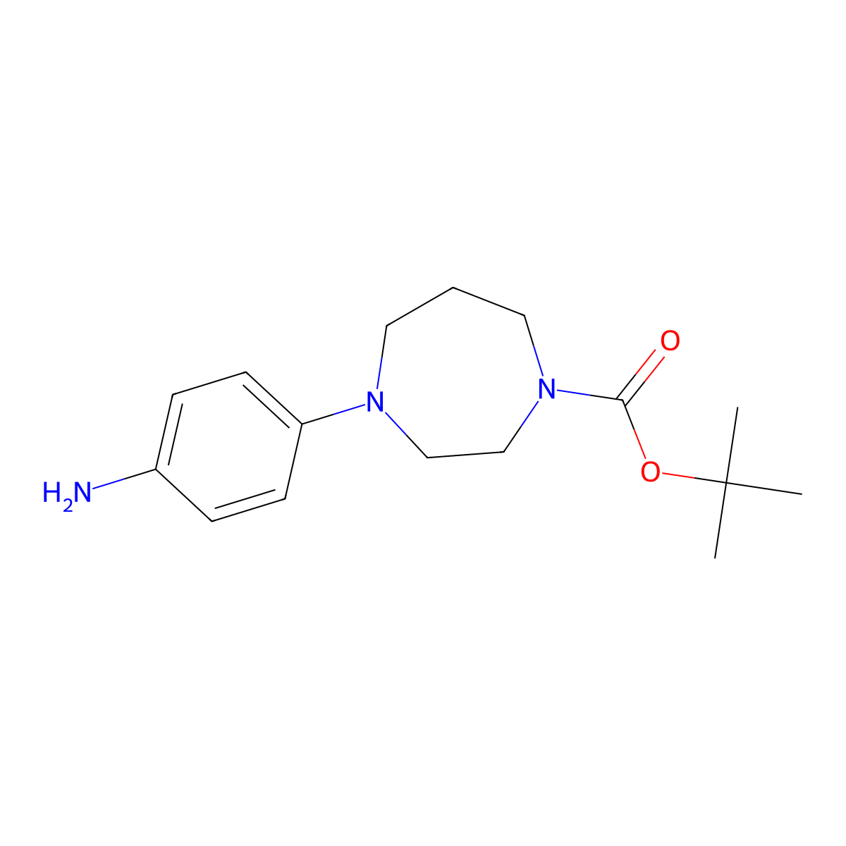 Tert-butyl 4-(4-aminophenyl)-1,4-diazepane-1-carboxylate molecular structure, CAS 441313-14-0