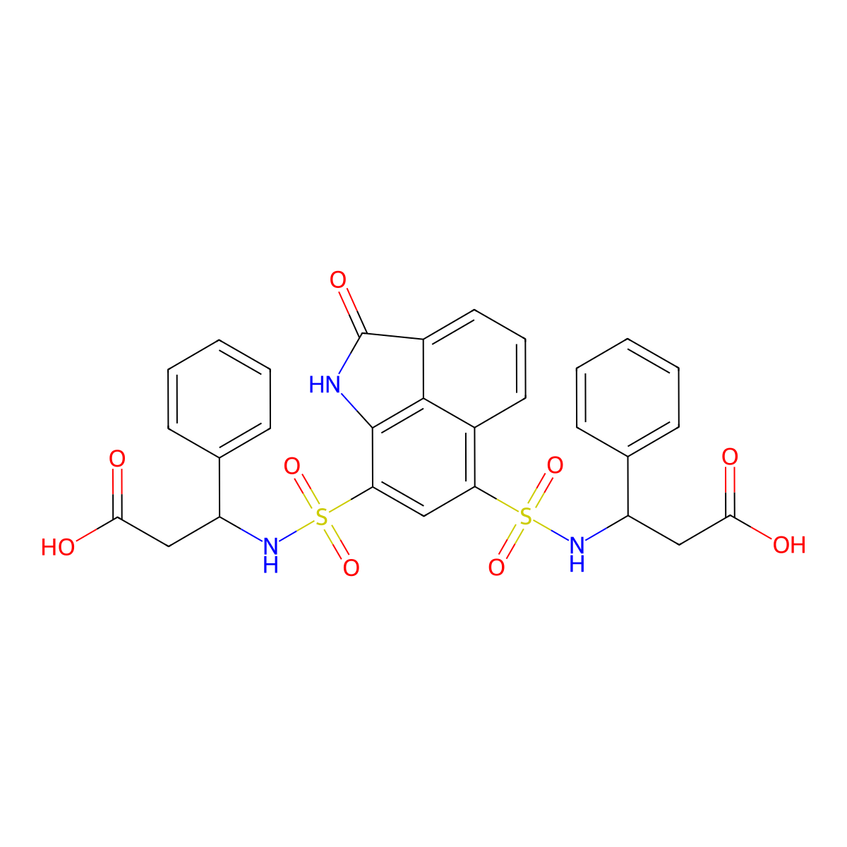 3,3'-((2-Oxo-1,2-dihydrobenzo[cd]indole-6,8-disulfonyl)bis(azanediyl))bis(3-phenylpropanoic acid) molecular structure, CAS 441313-61-7