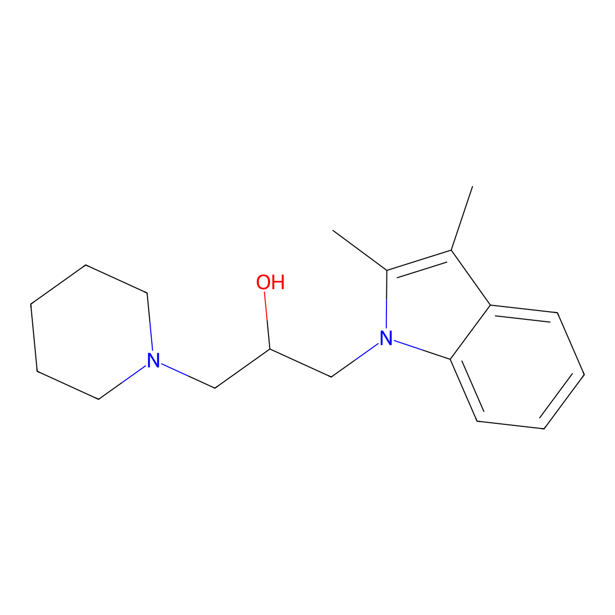 1-(2,3-dimethyl-1H-indol-1-yl)-3-(piperidin-1-yl)propan-2-ol molecular structure, CAS 441313-98-0