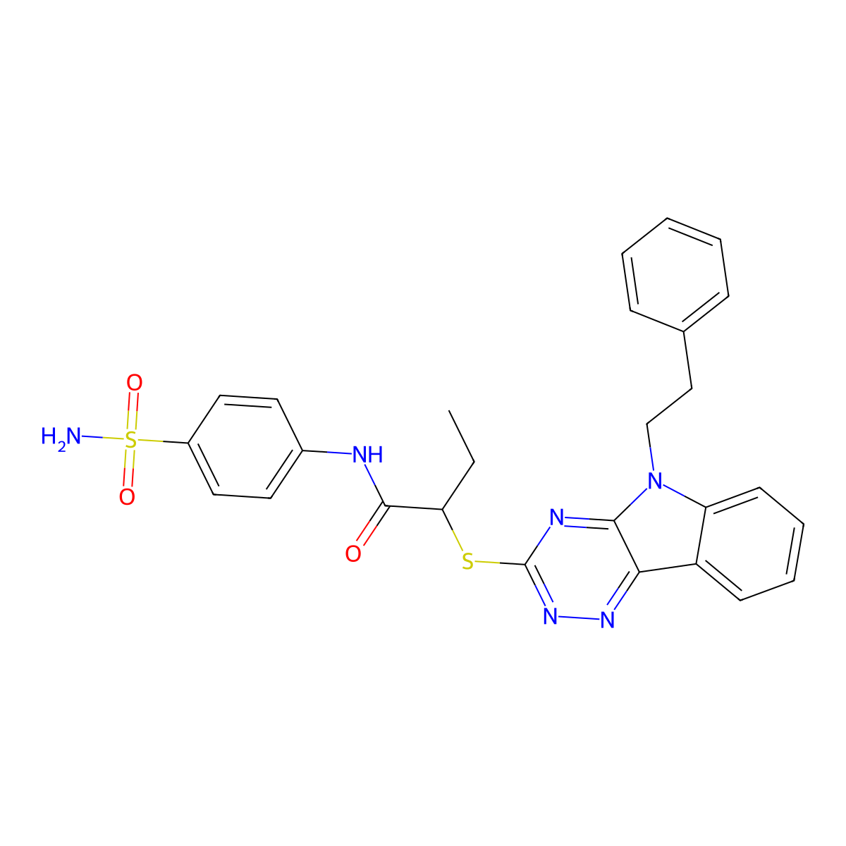 2-{[5-(2-phenylethyl)-5H-[1,2,4]triazino[5,6-b]indol-3-yl]sulfanyl}-N-(4-sulfamoylphenyl)butanamide molecular structure, CAS 441314-51-8