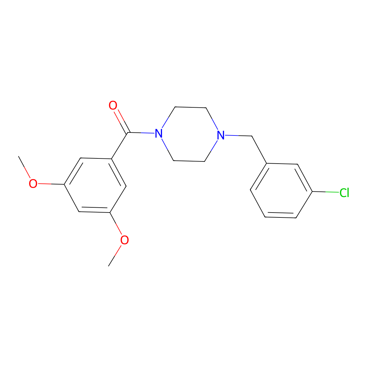 [4-[(3-Chlorophenyl)methyl]piperazin-1-yl]-(3,5-dimethoxyphenyl)methanone molecular structure, CAS 441314-52-9