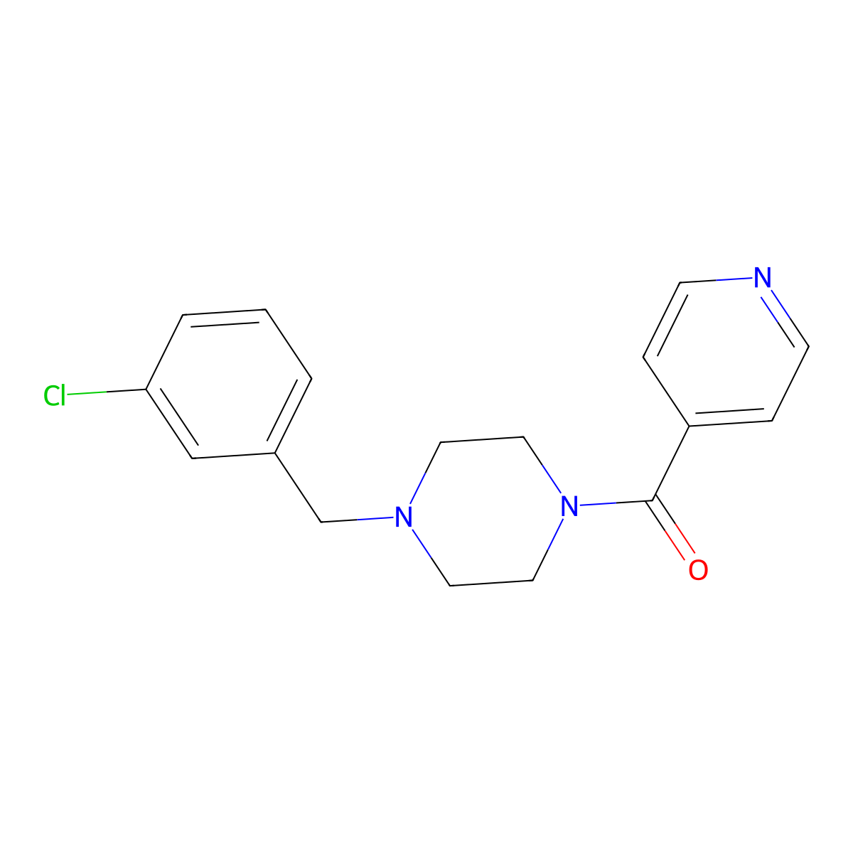 [4-(3-Chlorobenzyl)piperazin-1-yl](pyridin-4-yl)methanone molecular structure, CAS 441314-53-0