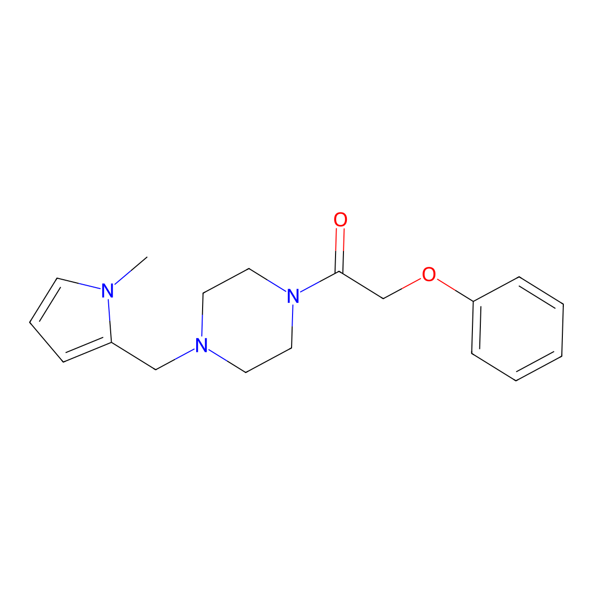 1-[4-[(1-Methylpyrrol-2-yl)methyl]piperazin-1-yl]-2-phenoxyethanone molecular structure, CAS 441314-60-9