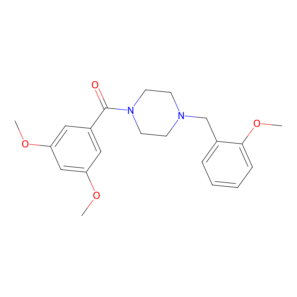(3,5-Dimethoxyphenyl)-[4-[(2-methoxyphenyl)methyl]piperazin-1-yl]methanone molecular structure, CAS 441314-64-3