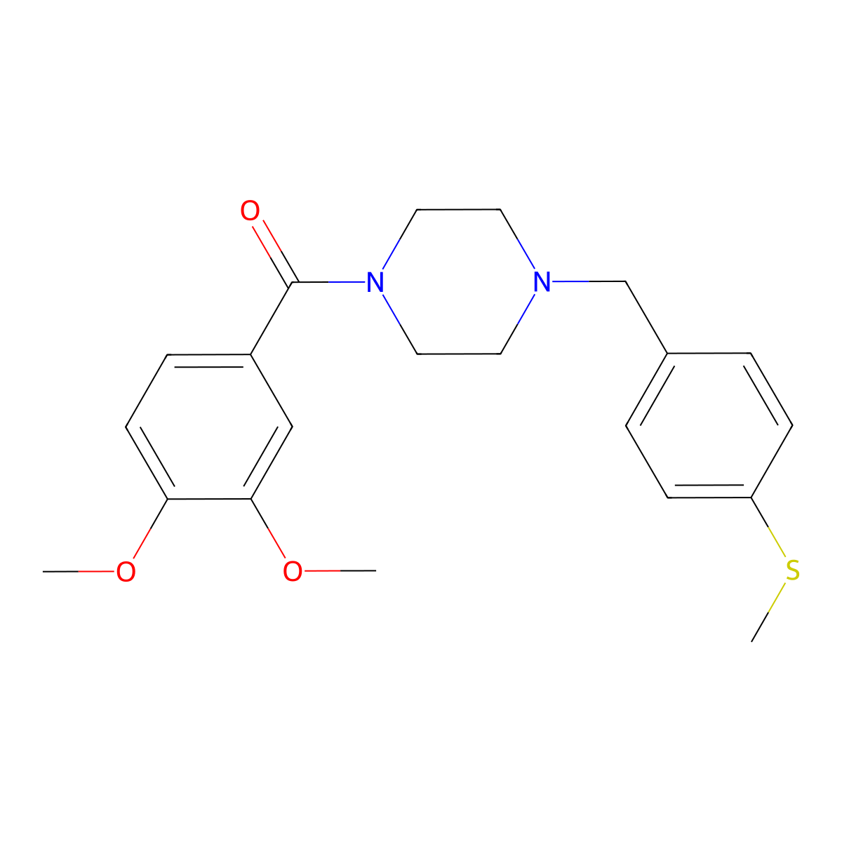 (3,4-Dimethoxyphenyl)-[4-[(4-methylsulfanylphenyl)methyl]piperazin-1-yl]methanone molecular structure, CAS 441314-71-2