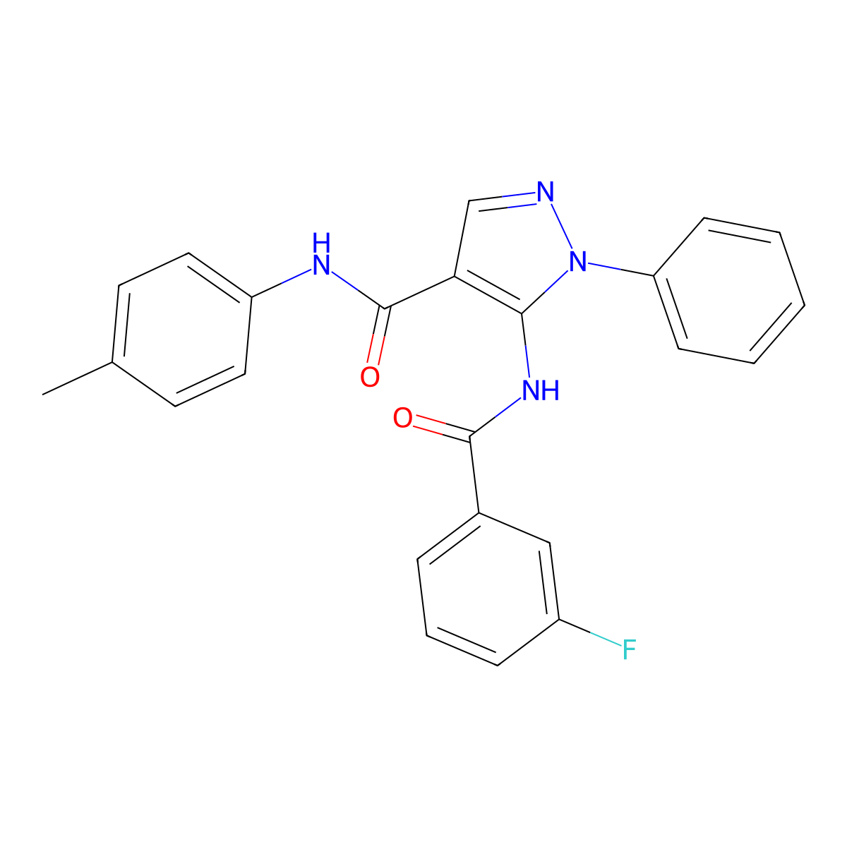 5-[(3-fluorobenzoyl)amino]-N-(4-methylphenyl)-1-phenyl-1H-pyrazole-4-carboxamide molecular structure, CAS 441315-14-6