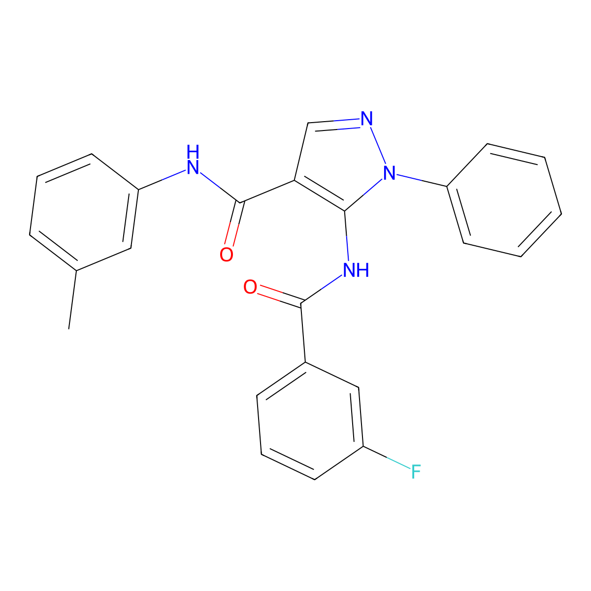 5-[(3-fluorobenzoyl)amino]-N-(3-methylphenyl)-1-phenylpyrazole-4-carboxamide molecular structure, CAS 441315-15-7