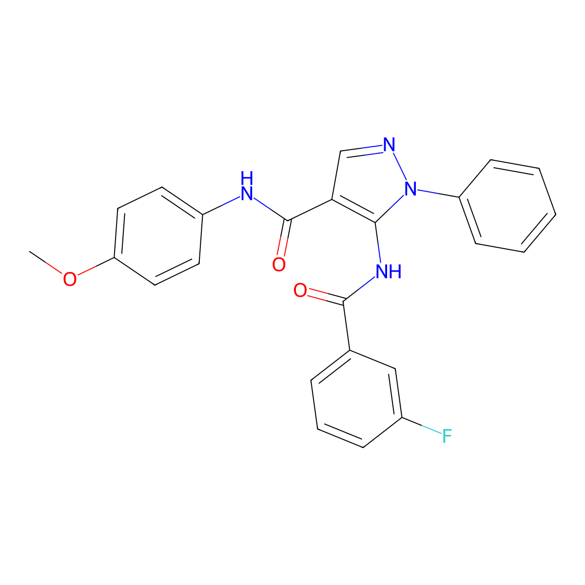 5-[(3-fluorobenzoyl)amino]-N-(4-methoxyphenyl)-1-phenyl-1H-pyrazole-4-carboxamide molecular structure, CAS 441315-16-8