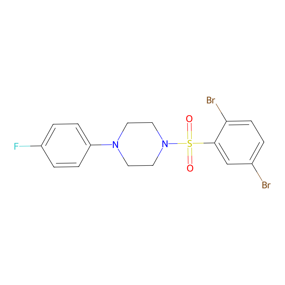 1-[(2,5-Dibromophenyl)sulfonyl]-4-(4-fluorophenyl)piperazine molecular structure, CAS 441315-19-1