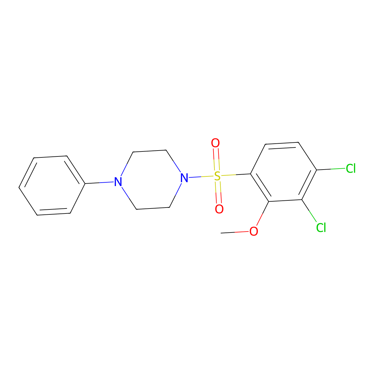 1-(3,4-Dichloro-2-methoxyphenyl)sulfonyl-4-phenylpiperazine molecular structure, CAS 441315-21-5