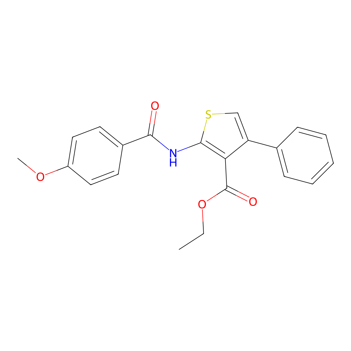 Ethyl 2-[(4-methoxybenzoyl)amino]-4-phenyl-3-thiophenecarboxylate molecular structure, CAS 441315-58-8
