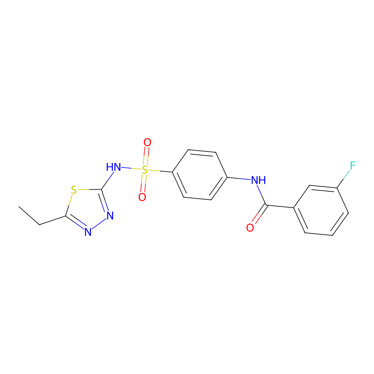 N-{4-[(5-ethyl-1,3,4-thiadiazol-2-yl)sulfamoyl]phenyl}-3-fluorobenzamide molecular structure, CAS 441316-12-7