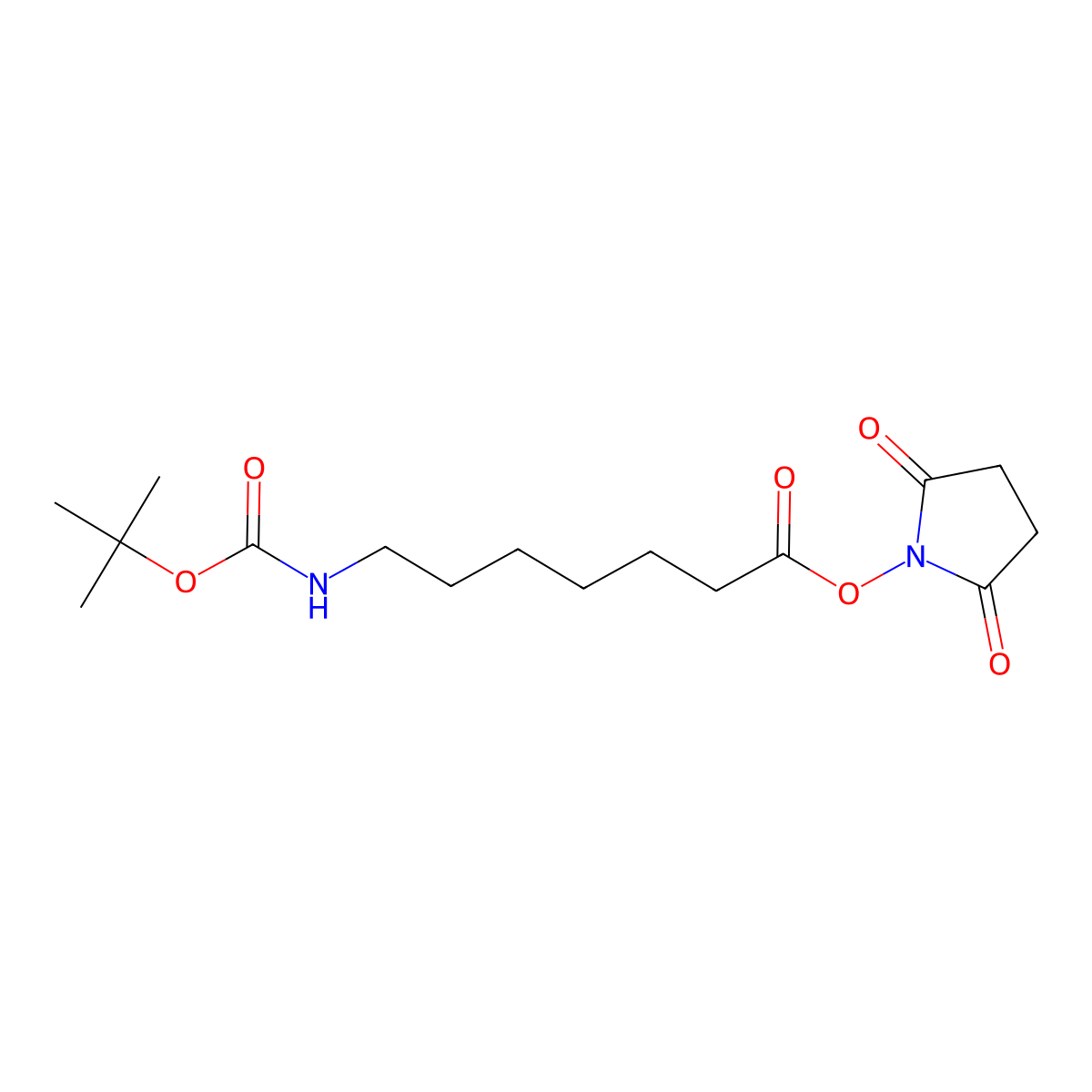 Heptanoic acid, 7-[[(1,1-dimethylethoxy)carbonyl]amino]-, 2,5-dioxo-1-pyrrolidinyl ester molecular structure, CAS 441349-04-8