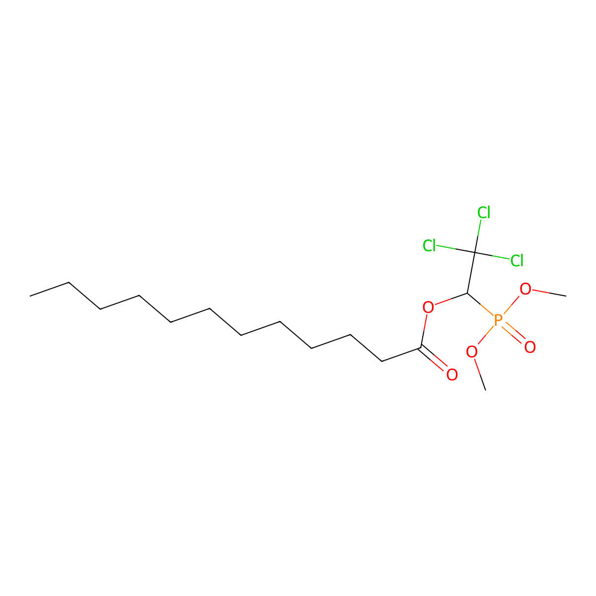 Dodecanoic acid, 2,2,2-trichloro-1-(dimethoxyphosphinyl)ethyl ester molecular structure, CAS 4414-15-7