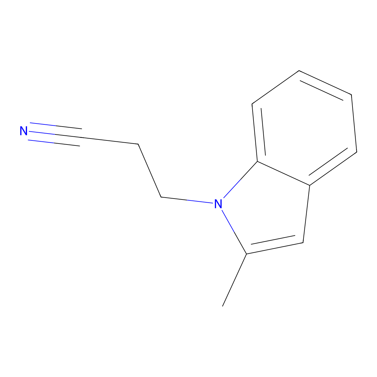 1H-Indole-1-propanenitrile, 2-methyl- molecular structure, CAS 4414-80-6