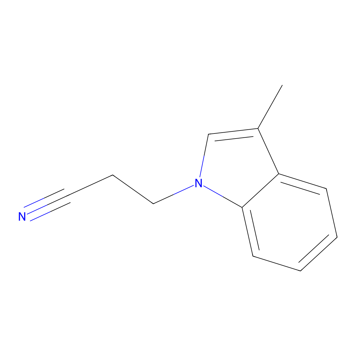 3-(3-Methyl-1H-indol-1-yl)propanenitrile molecular structure, CAS 4414-81-7