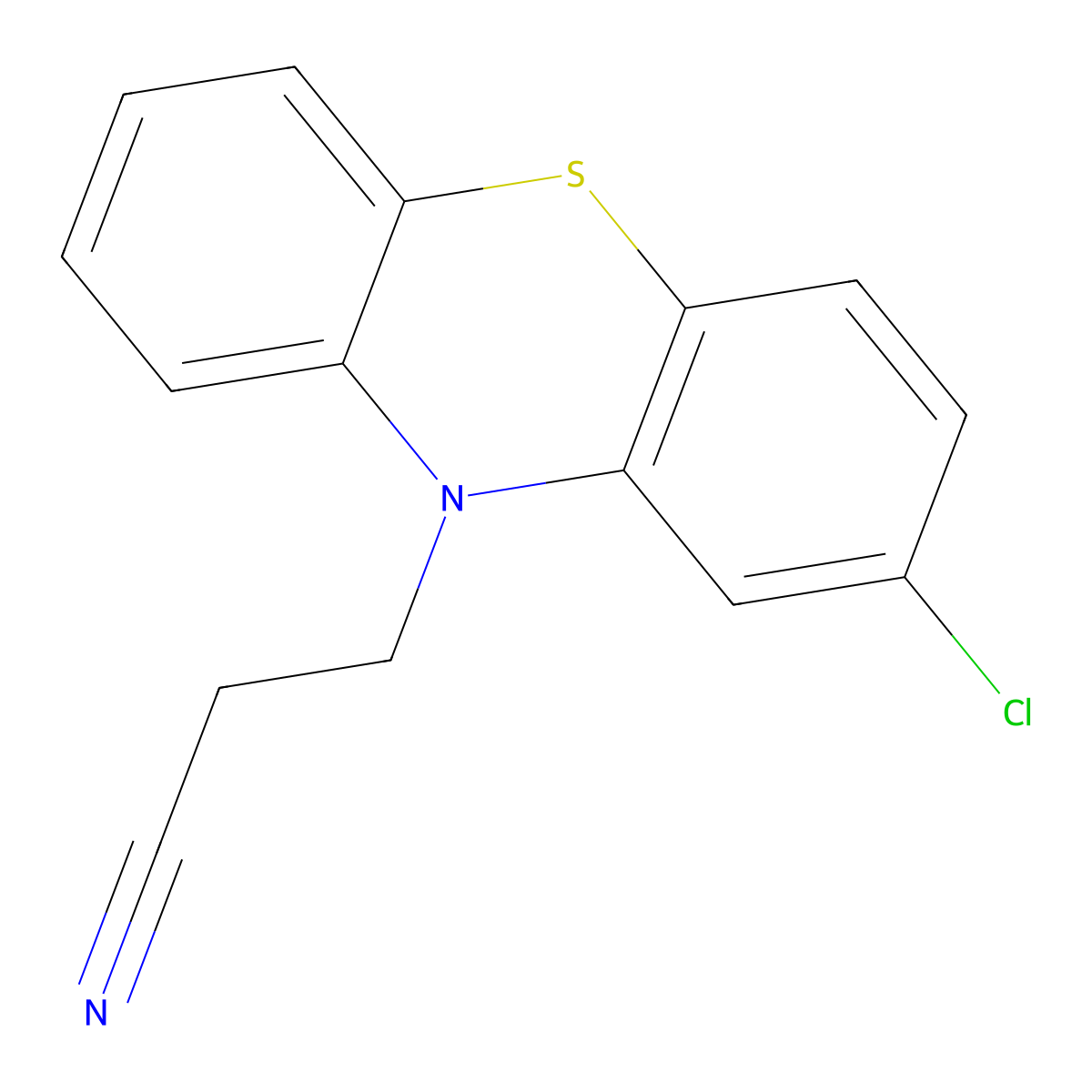 2-Chloro-10H-phenothiazine-10-propanenitrile molecular structure, CAS 4414-83-9