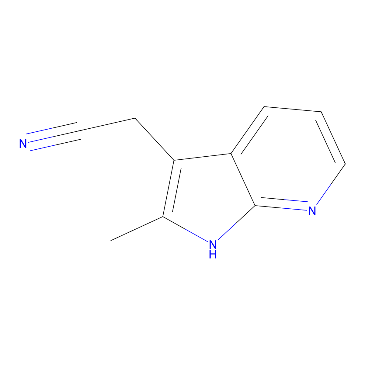 2-(2-Methyl-1H-pyrrolo[2,3-b]pyridin-3-yl)acetonitrile molecular structure, CAS 4414-86-2