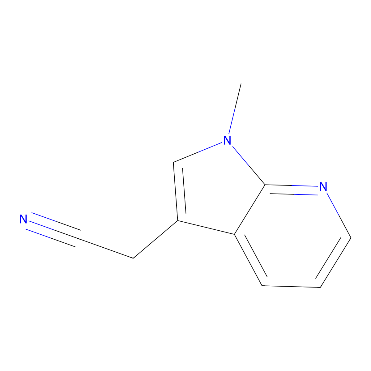 2-{1-methyl-1H-pyrrolo[2,3-b]pyridin-3-yl}acetonitrile molecular structure, CAS 4414-90-8