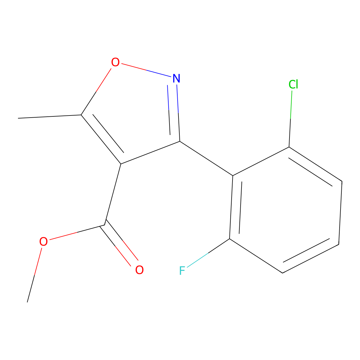 3-(2-Chloro-6-fluoro-phenyl)-5-methyl-isoxazole-4-carboxylic acid methyl ester molecular structure, CAS 4415-09-2