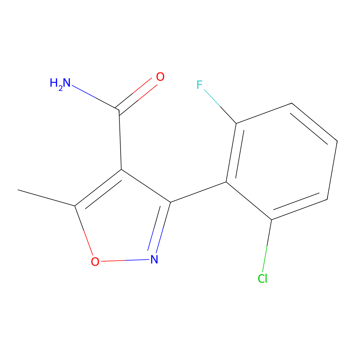 3-(2-Chloro-6-fluorophenyl)-5-methyl-1,2-oxazole-4-carboxamide molecular structure, CAS 4415-11-6