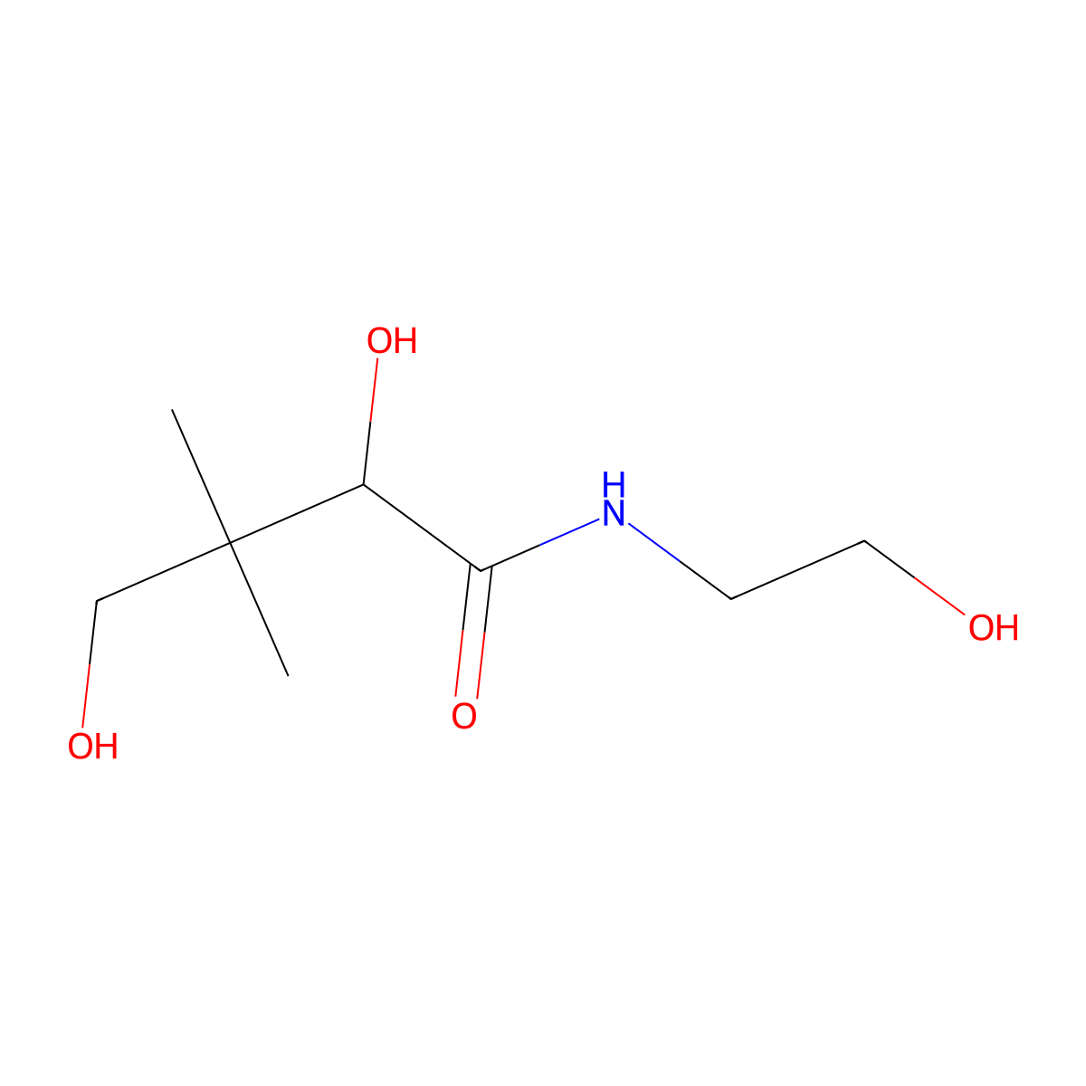 2,4-dihydroxy-N-(2-hydroxyethyl)-3,3-dimethylbutanamide molecular structure, CAS 4417-88-3