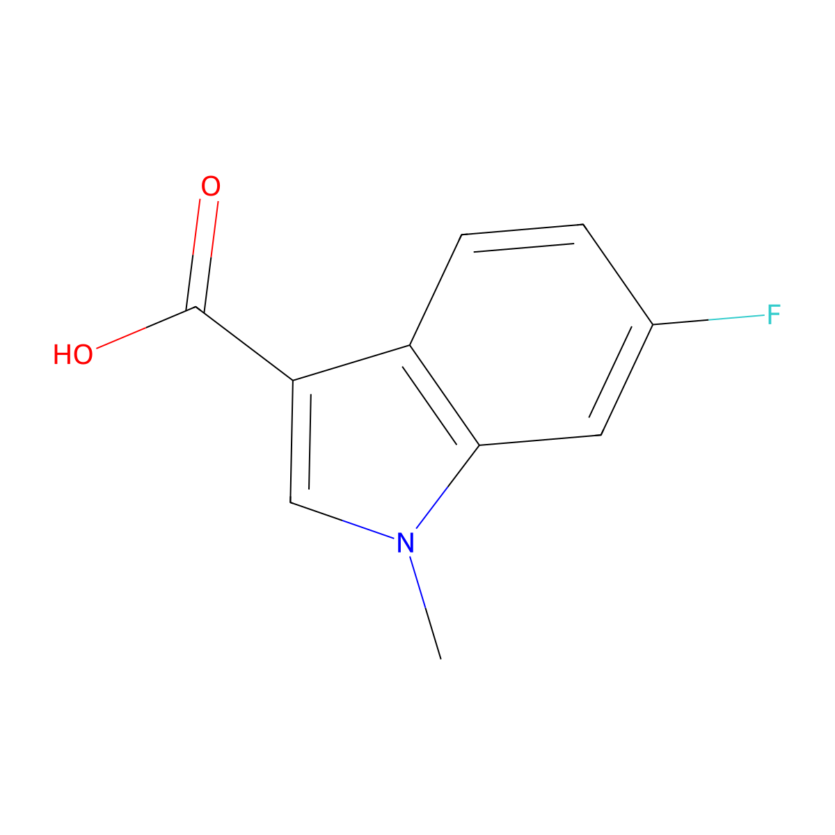 6-fluoro-1-methyl-1H-indole-3-carboxylic acid molecular structure, CAS 441715-26-0