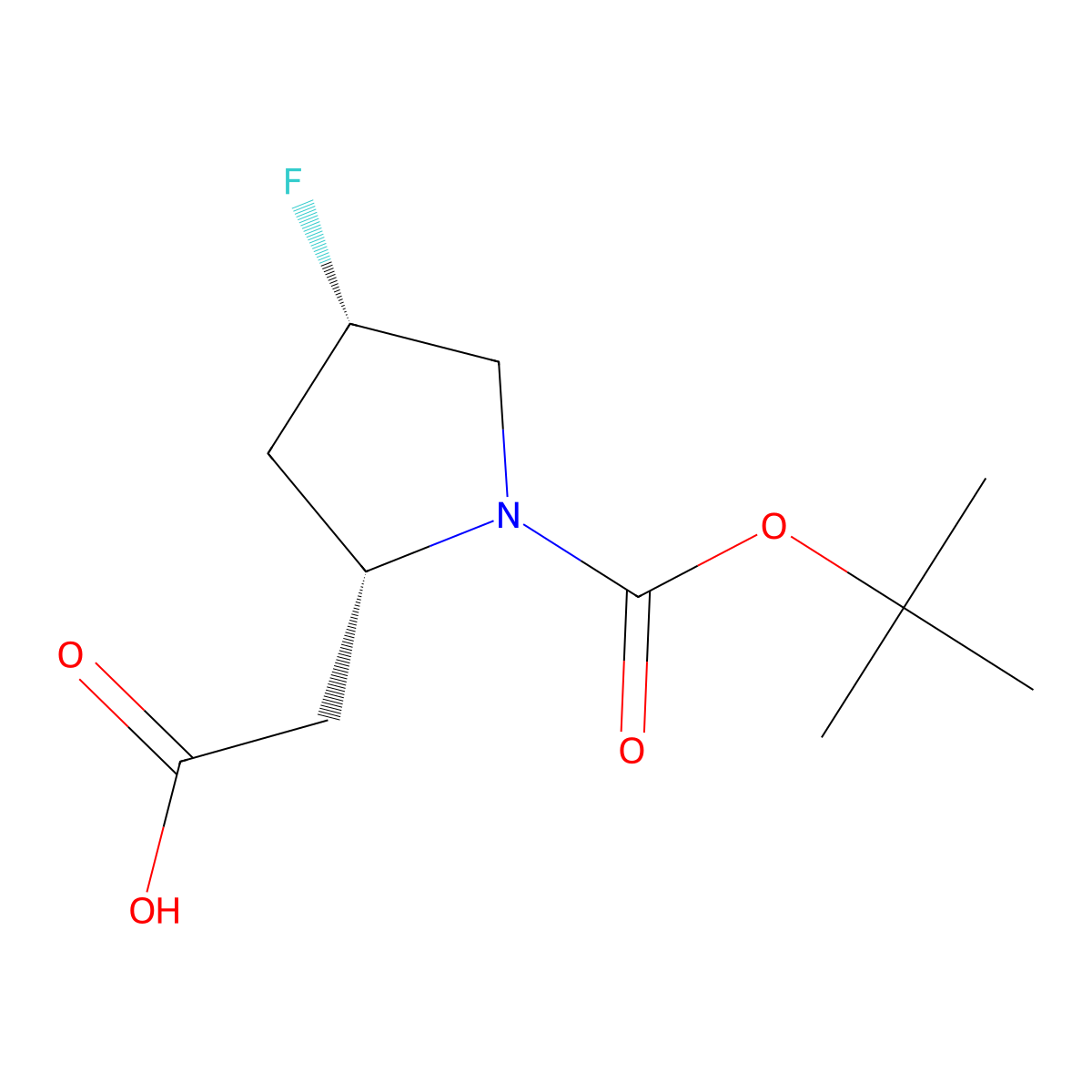 2-[(2R,4S)-1-[(tert-butoxy)carbonyl]-4-fluoropyrrolidin-2-yl]acetic acid molecular structure, CAS 441716-22-9
